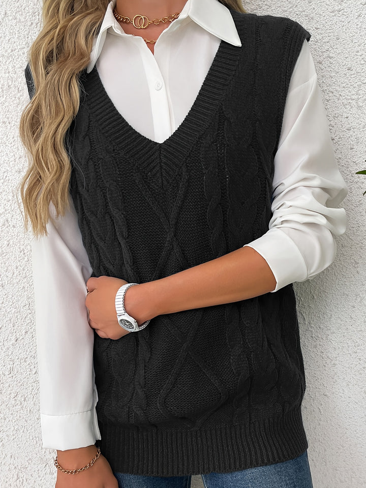 Ramona | Cable-Knit V-Neck Sweater Vest