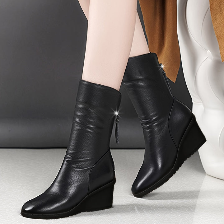 Josephine | Elegant Wedge Mid-Calf Boots