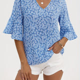 Yvette | Ditsy Floral Ruffle-Sleeve Blouse
