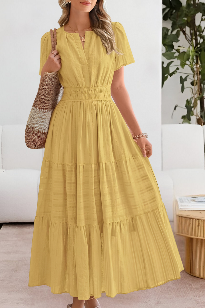 Cassandra | Tiered Flutter-Sleeve Midi Dress