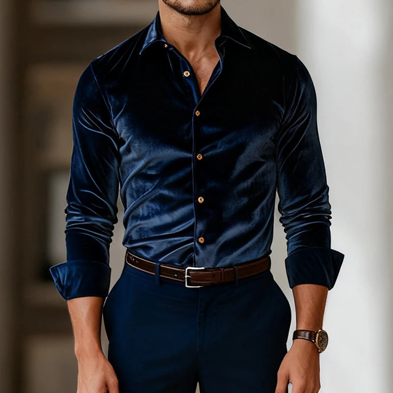Dorian | Classic Long Sleeve Velvet Shirt