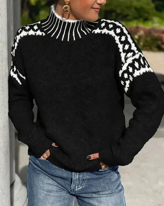 Thea | Cozy Patterned Turtleneck Sweater