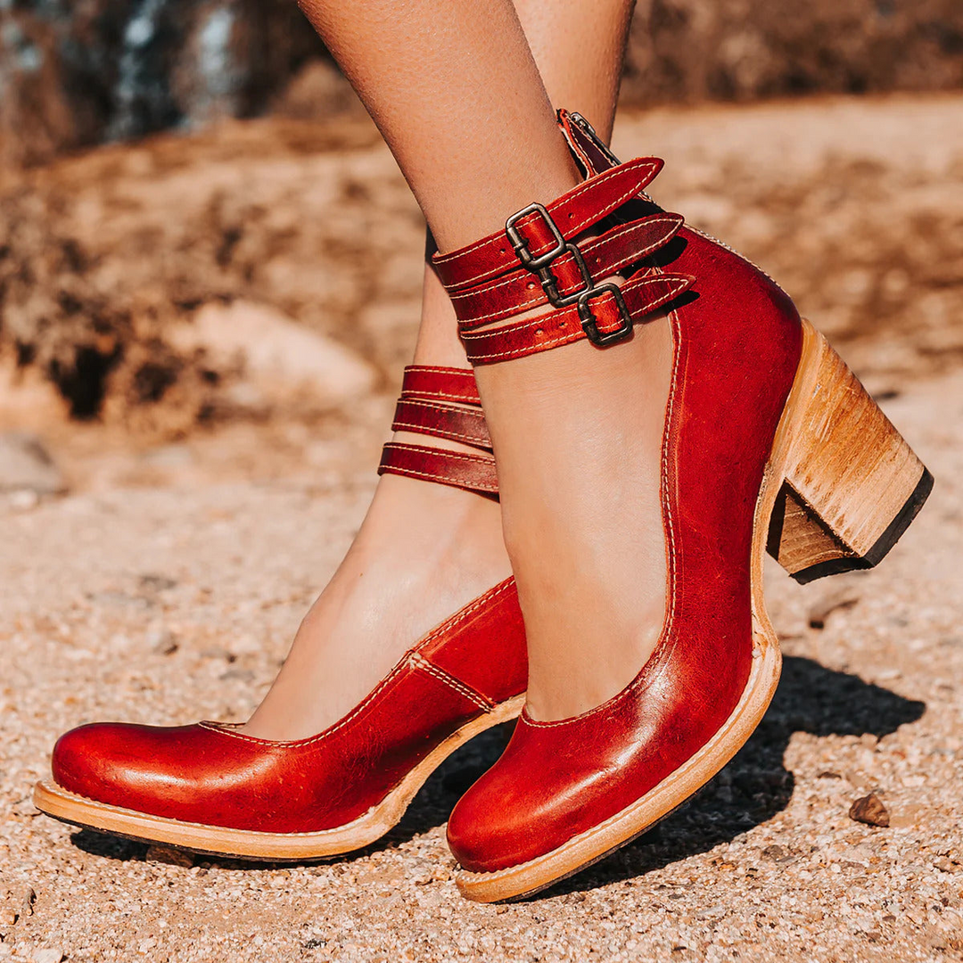 Victoria | Vintage Buckle Heel Ankle Boots