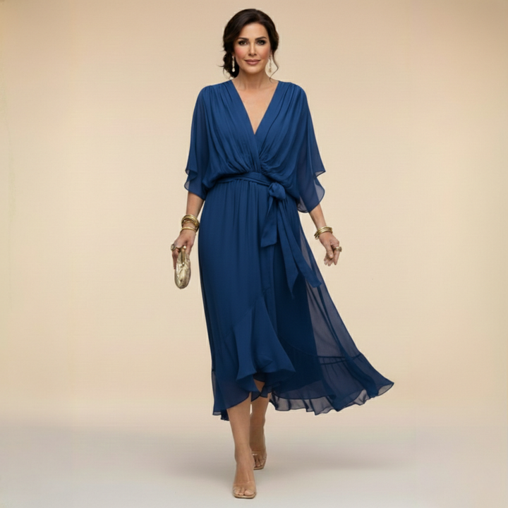 Zinnia | Stylish Chiffon V-Neck Dress