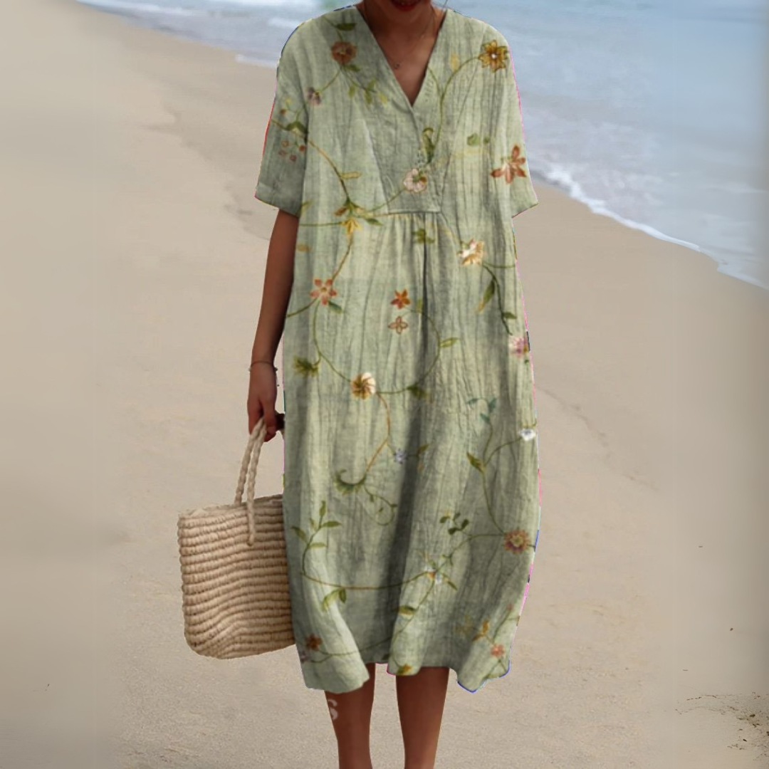 Stella | Elegant Floral V-Neck Dress