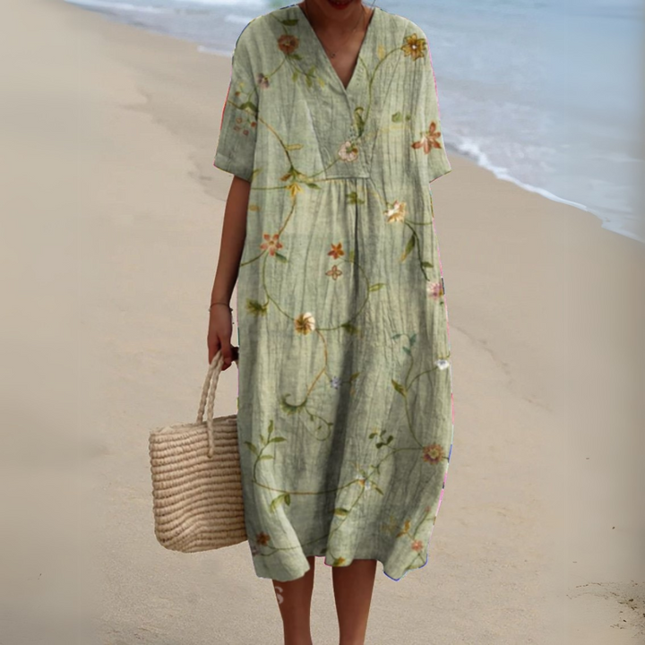 Stella | Elegant Floral V-Neck Dress