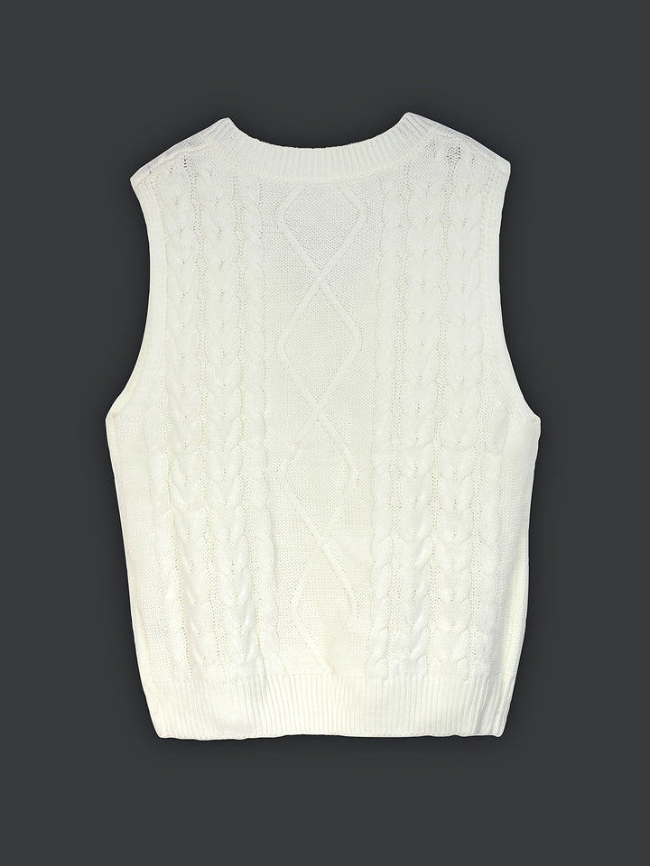 Ramona | Cable-Knit V-Neck Sweater Vest