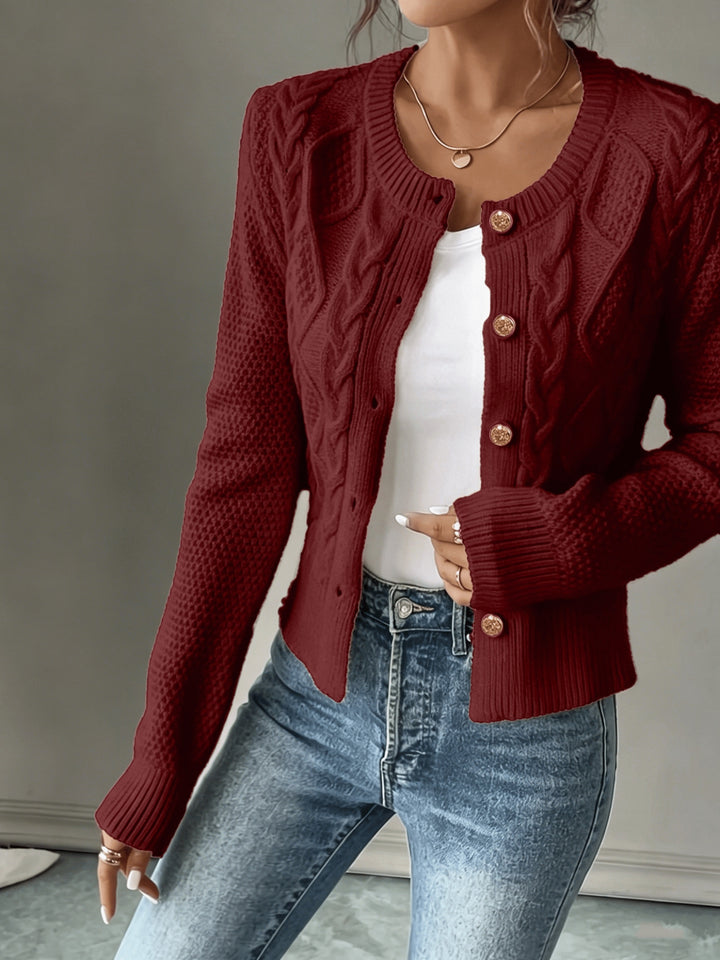 Iris | Cable-Knit Button-Front Cardigan