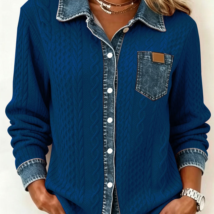 Marina | Contrast-Trim Cable-Knit Cardigan