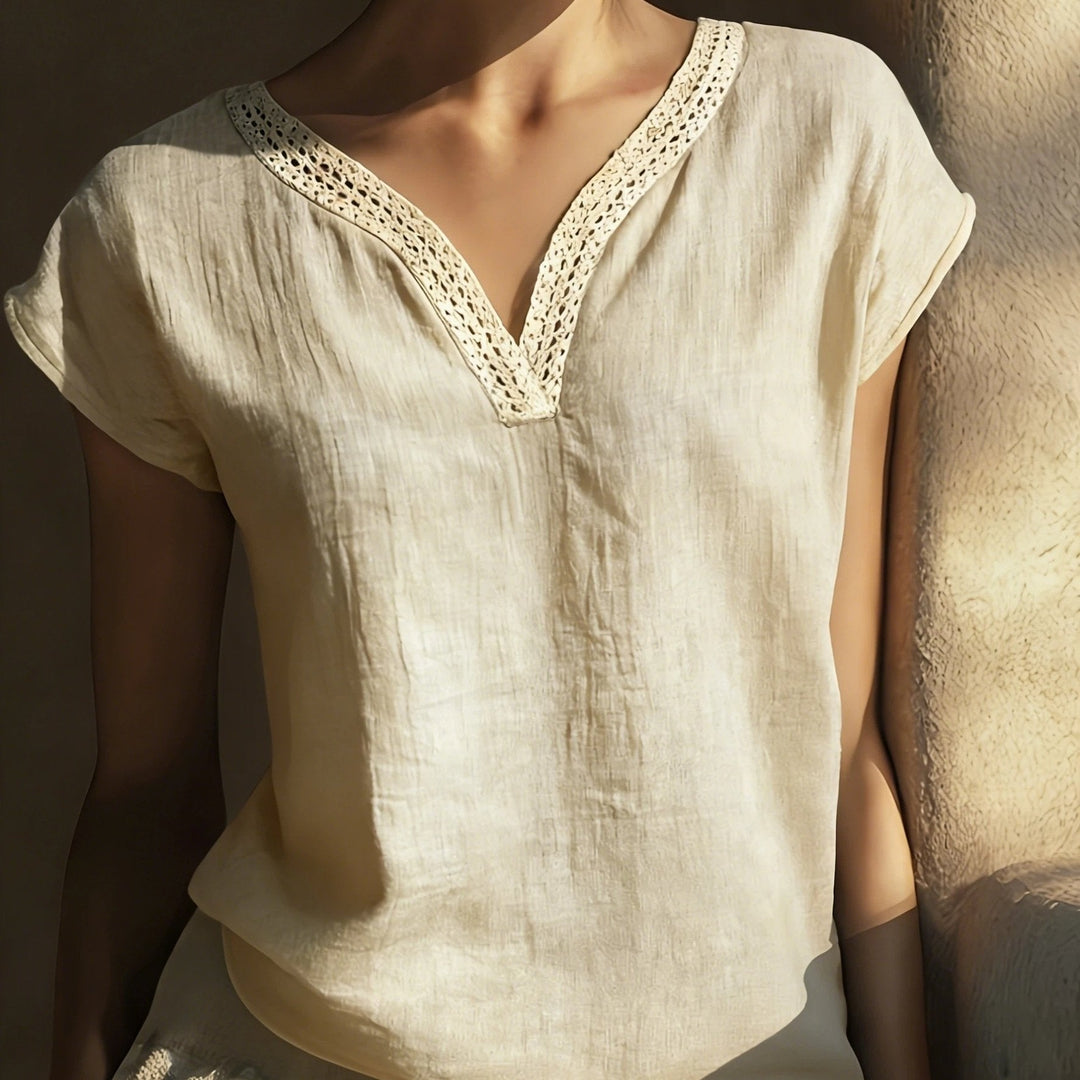 Nora | Decorative Trim V-Neck Blouse