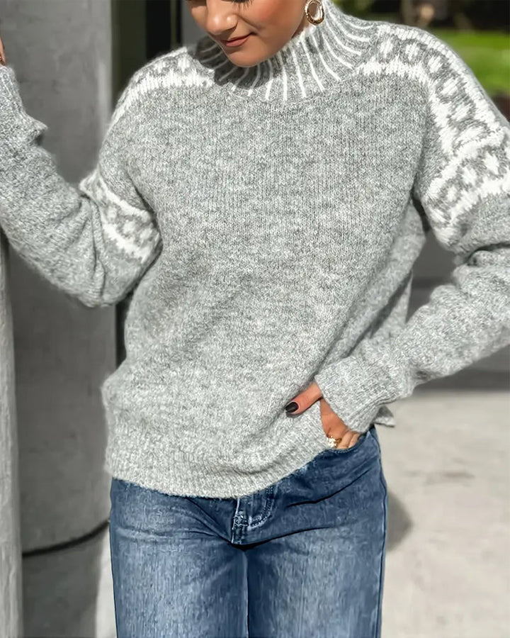 Thea | Cozy Patterned Turtleneck Sweater