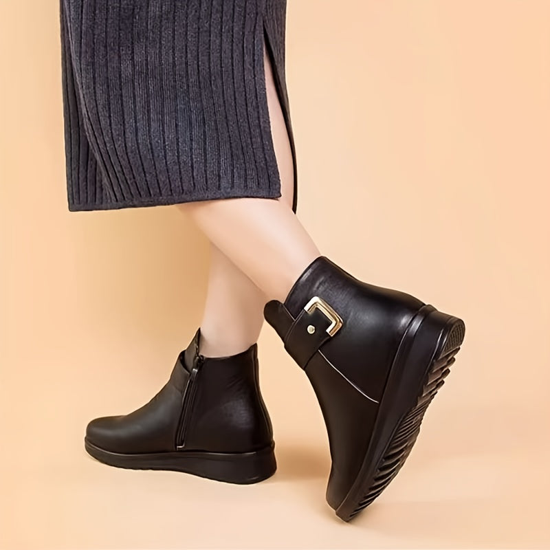 Lucille | Cozy Buckle Ankle Boots