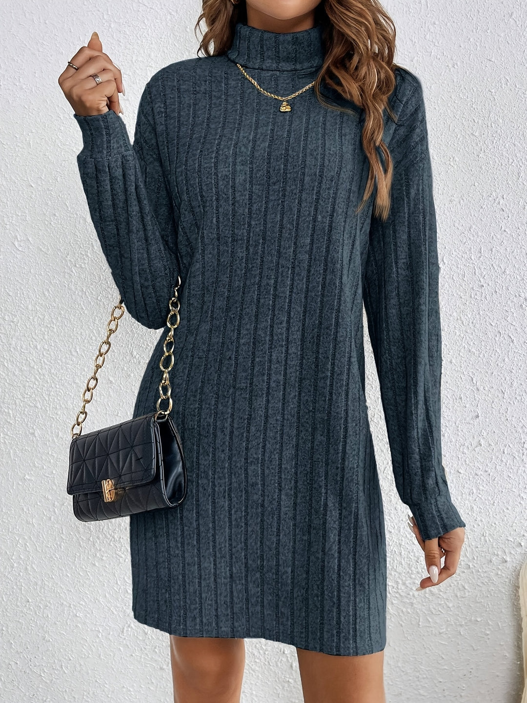 Eloise | Ribbed Turtleneck Sweater Dress