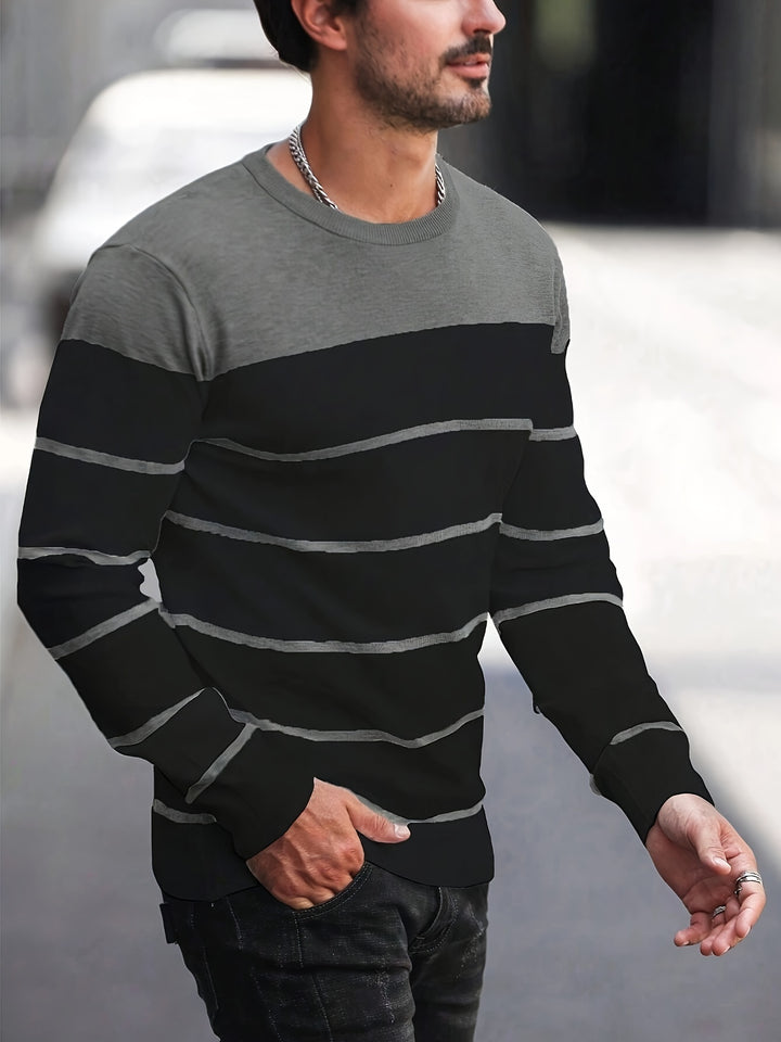 Declan | Colour-Block Striped Crew Neck Sweater