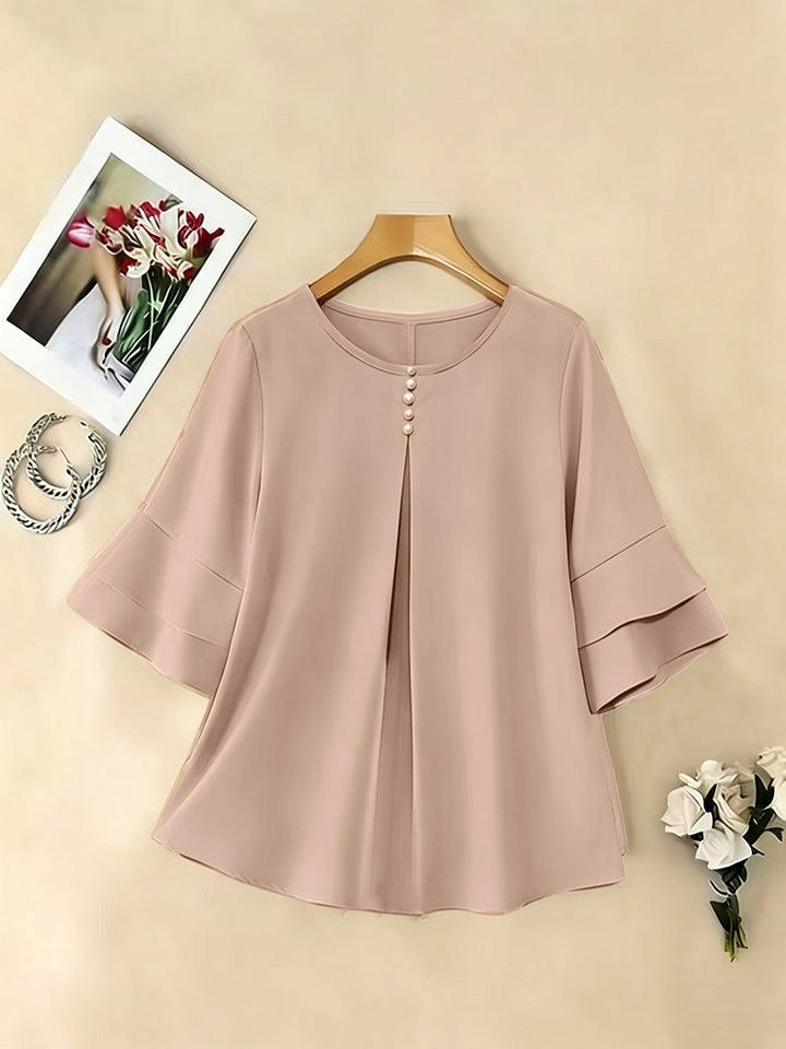 Eloise | Flowing Pearl-Button Blouse