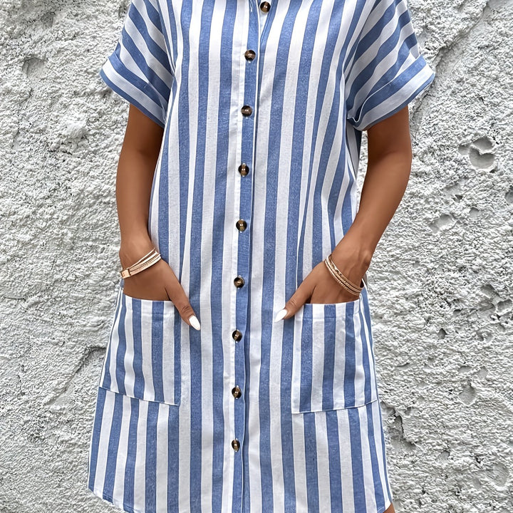 Clara | Striped Button-Up Shirt Dress