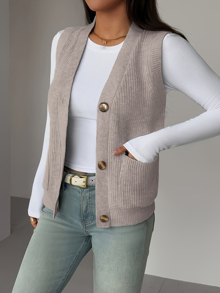 Sienna | Button-Front Sleeveless Vest