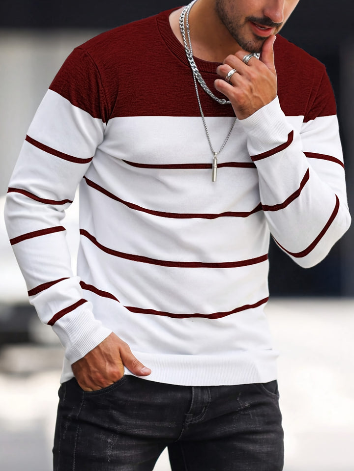 Declan | Colour-Block Striped Crew Neck Sweater