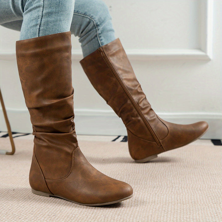 Marlene | Slouch Flat Mid-Calf Boots