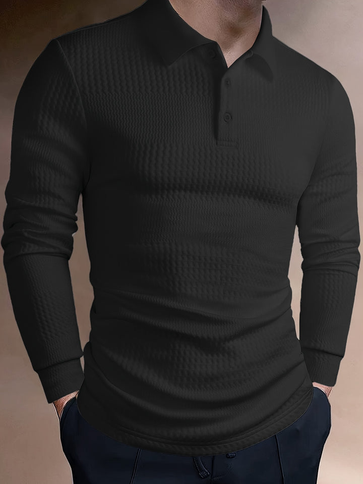 Reid | Textured Long Sleeve Polo Shirt