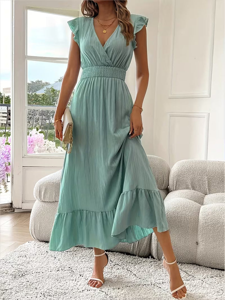 Marciela | Elegant Sleeveless V-Neck Ruffled Dress