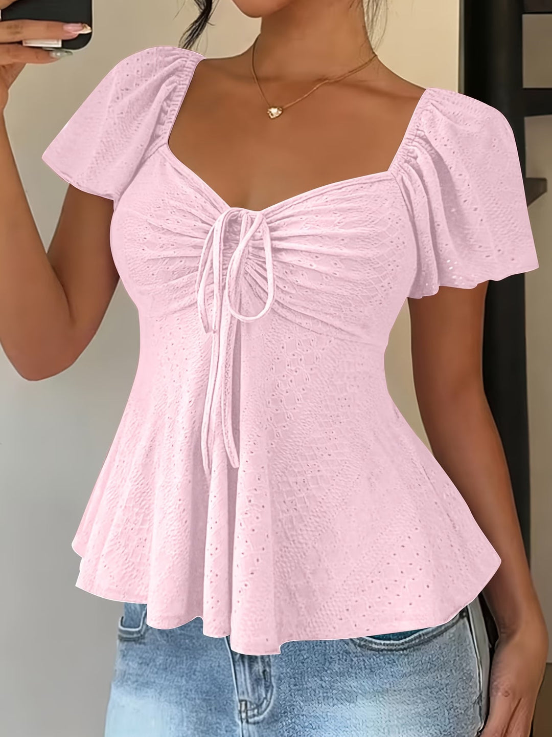 Darina | Breathable V-Neck Drawstring Top