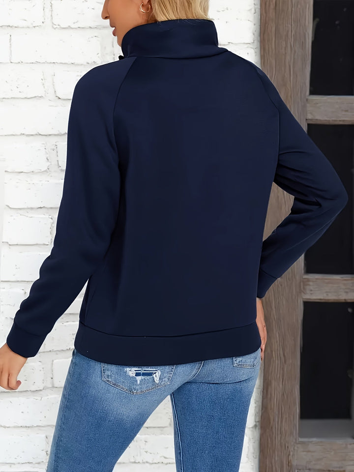 Harper | Button-Accent Stand Collar Sweatshirt