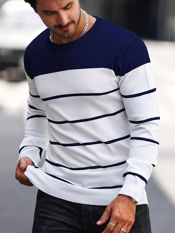 Declan | Colour-Block Striped Crew Neck Sweater