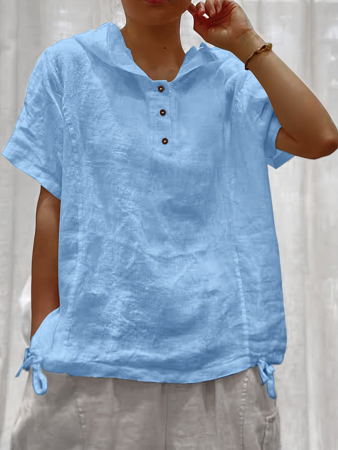 Lena | Relaxed Hooded Drawstring Top