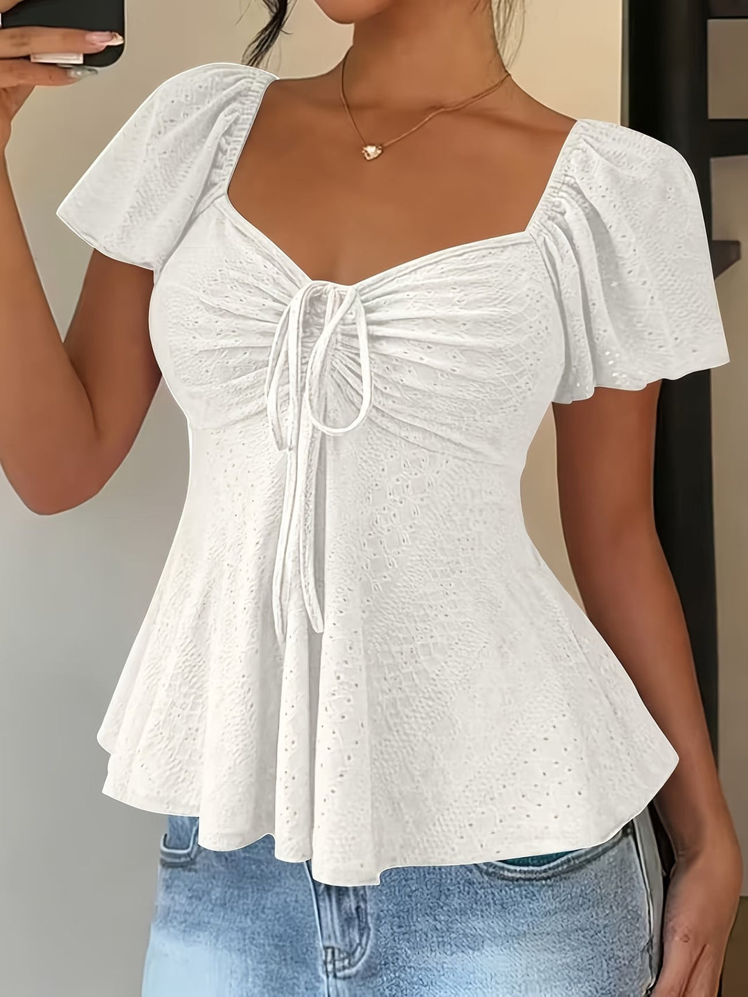 Darina | Breathable V-Neck Drawstring Top