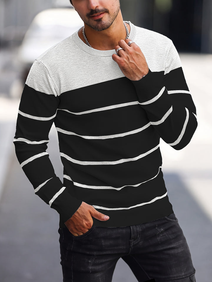 Declan | Colour-Block Striped Crew Neck Sweater