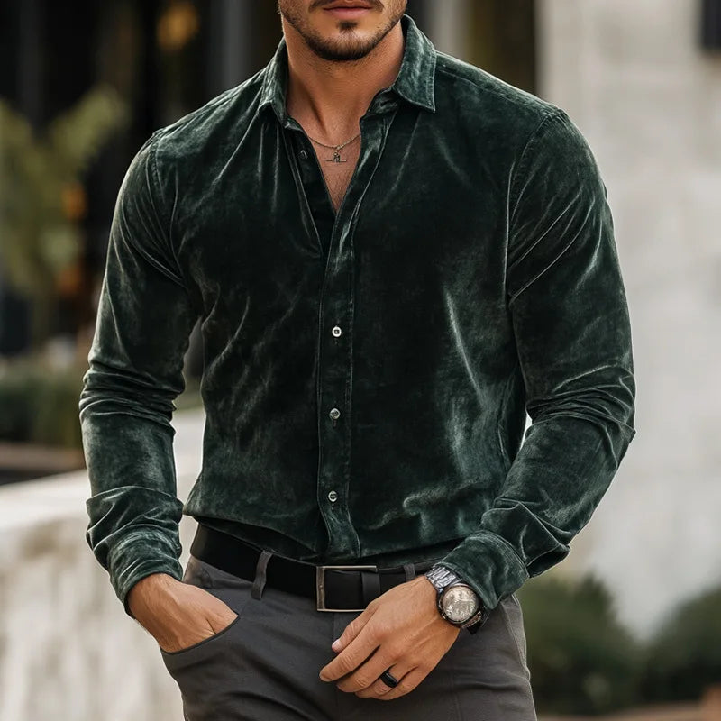 Dorian | Classic Long Sleeve Velvet Shirt