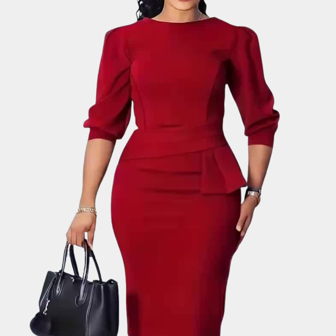 Bernadette | Tailored Peplum Midi Dress