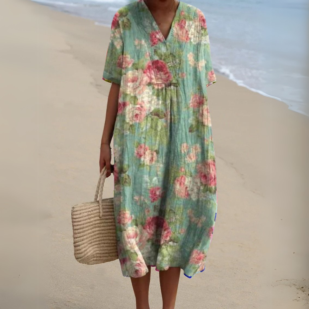 Stella | Elegant Floral V-Neck Dress