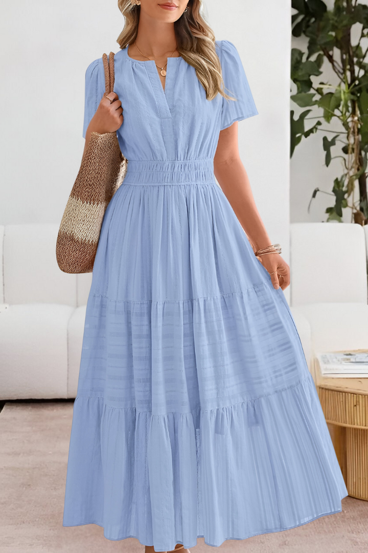 Cassandra | Tiered Flutter-Sleeve Midi Dress