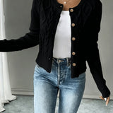 Iris | Cable-Knit Button-Front Cardigan