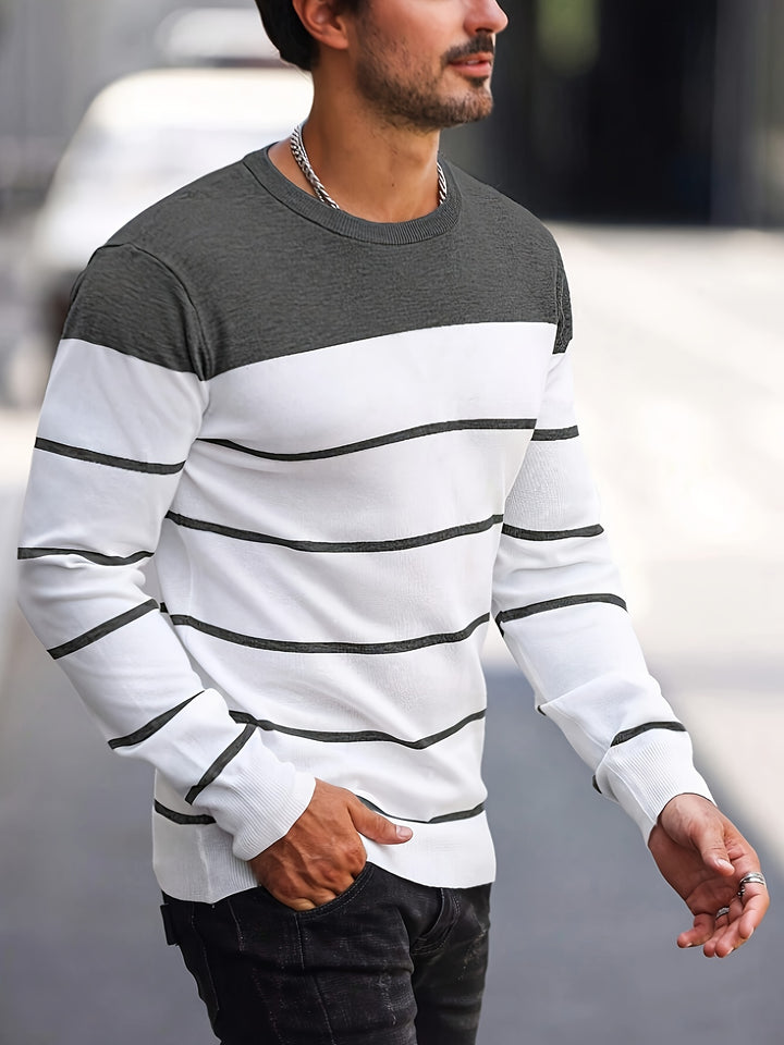 Declan | Colour-Block Striped Crew Neck Sweater