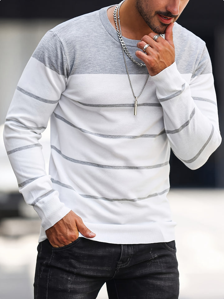 Declan | Colour-Block Striped Crew Neck Sweater