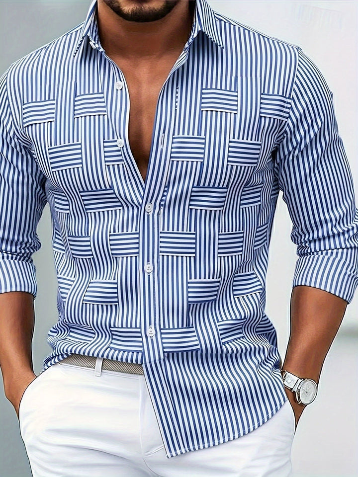 Julius | Woven-Texture Striped Long Sleeve Shirt