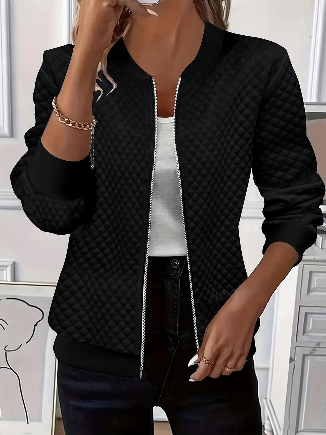 Rowena | Textured Zip-Front Jacket