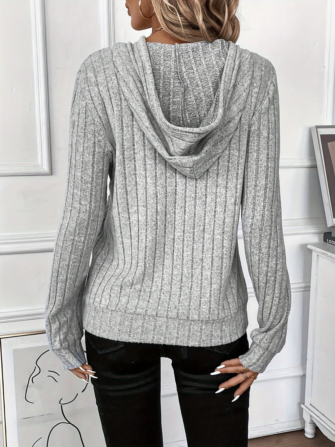 Rosalind | Ribbed Drawstring Hoodie