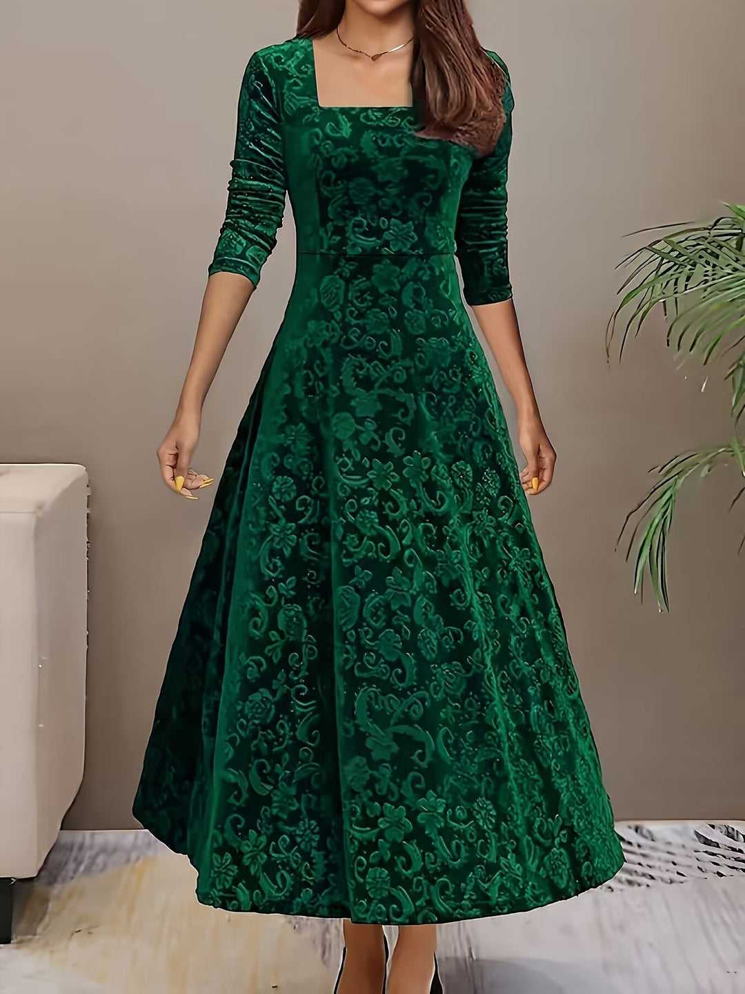 Maelle | Elegant Mid Sleeve Floral Dress