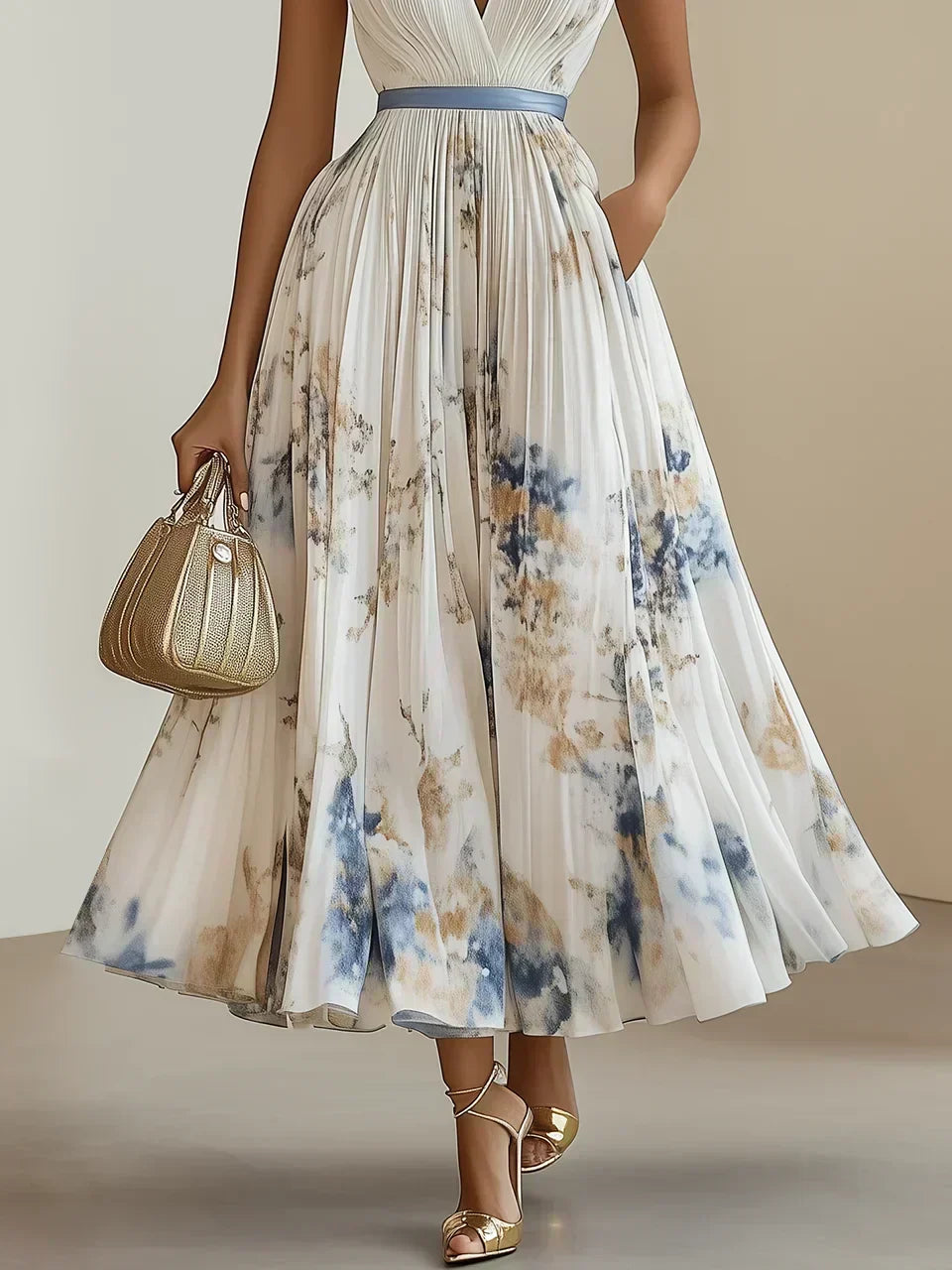 Livia | Elegant Sleeveless Long V-Neck Dress