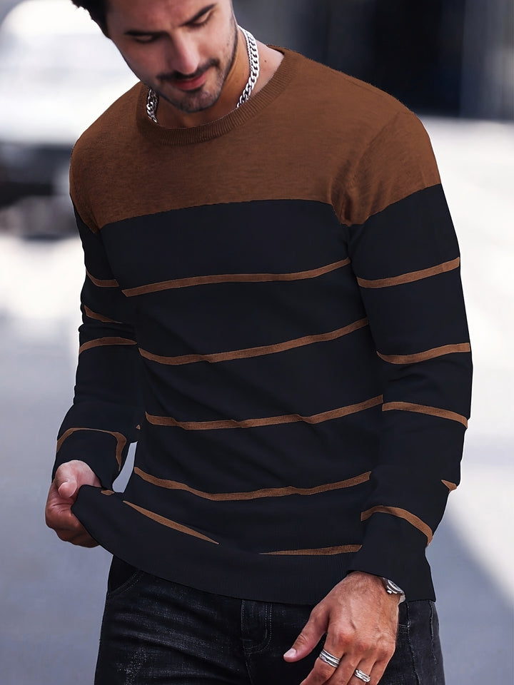 Declan | Colour-Block Striped Crew Neck Sweater
