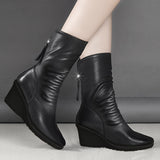 Josephine | Elegant Wedge Mid-Calf Boots