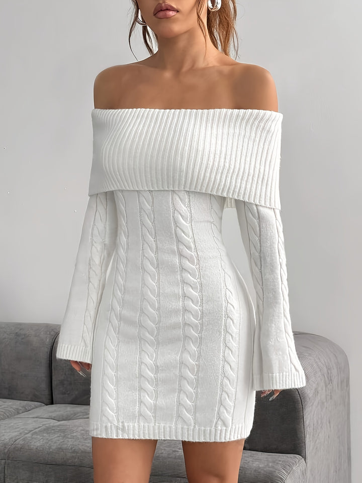 Marigold | Off-Shoulder Cable-Knit Dress