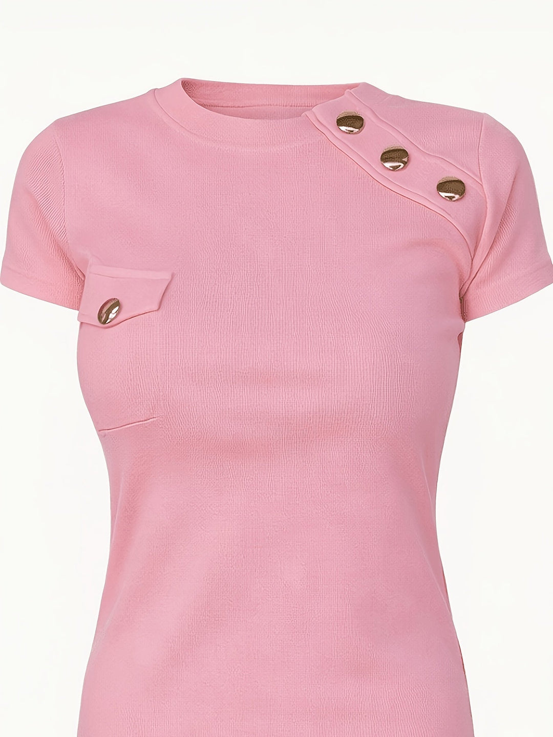 Fiona | Button-Accent Short-Sleeve Top