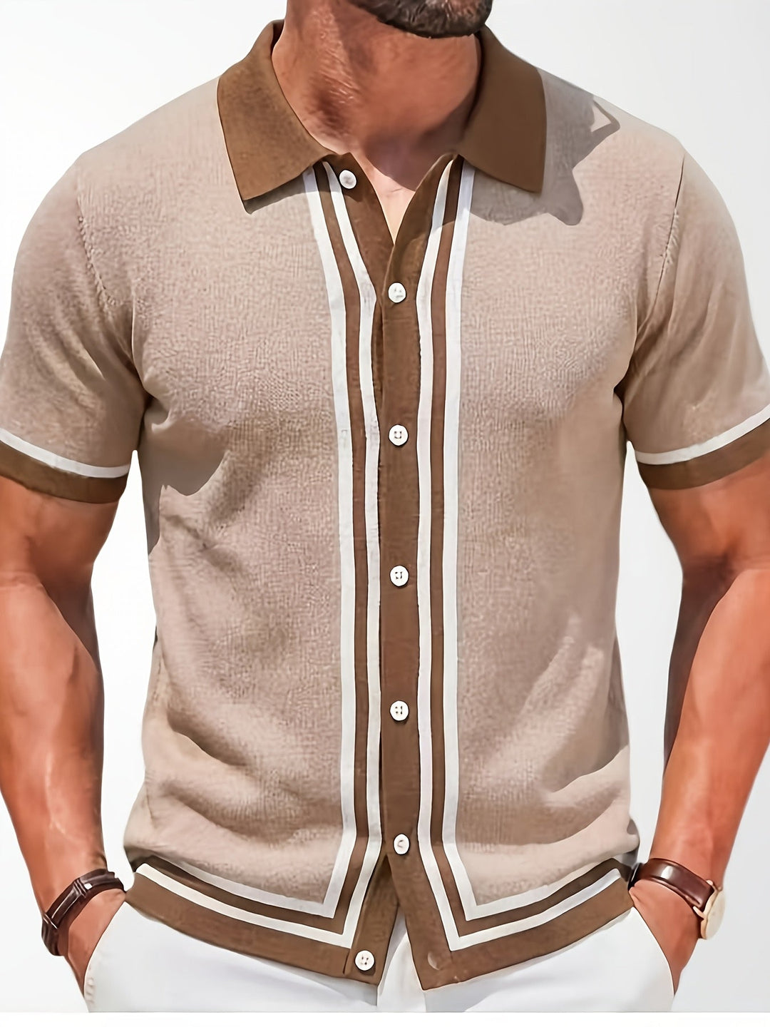 Cedric | Retro Striped Knit Shirt
