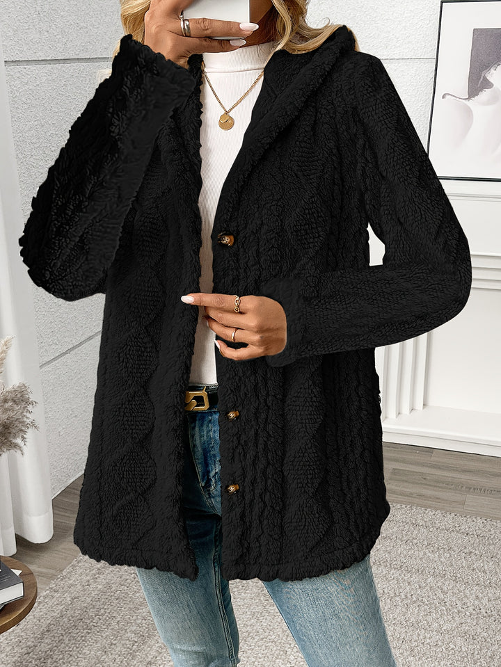 Ramona | Textured Hooded Button-Up Jacket