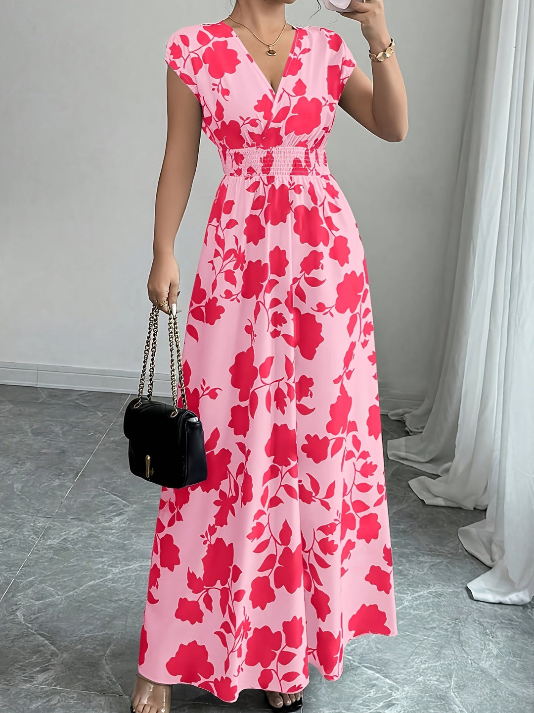 Isabelle | Floral V-Neck Maxi Dress